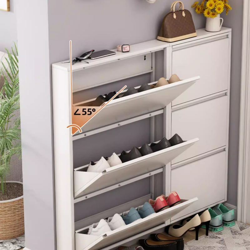 Shoe Rack Cabinet Narrow Entryway - 모던 슬림 신발장, 현관용 대용량 플립다운