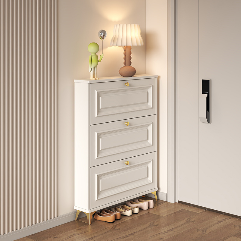 Shoe Rack Cabinet Narrow Entryway - 프렌치 스타일 현관 신발장 - 크림색
