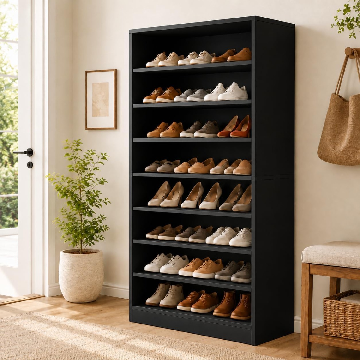 9단 높이 신발장 캐비닛(옷장 및 현관용), 블랙 |  - Shoe Rack Cabinet Narrow Entryway 리뷰 및 가격